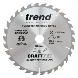 Craft Saw Blade 250mm x 30T x 30mm Trend CSB/25030