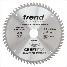 Craft Saw Blade 215mm x 60T x 30mm Trend CSB/21560