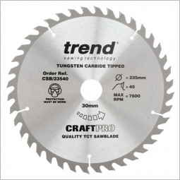 Craft Saw Blade 235mm x 40T x 30mm Trend CSB/23540