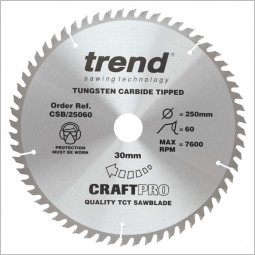 Craft Saw Blade 250mm x 60T x 30mm Trend CSB/25060